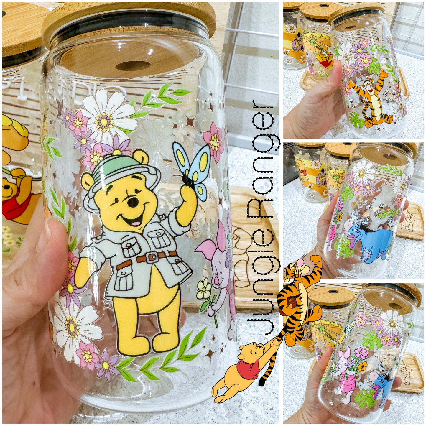 16oz Glass Straw Cup - Classic Pooh