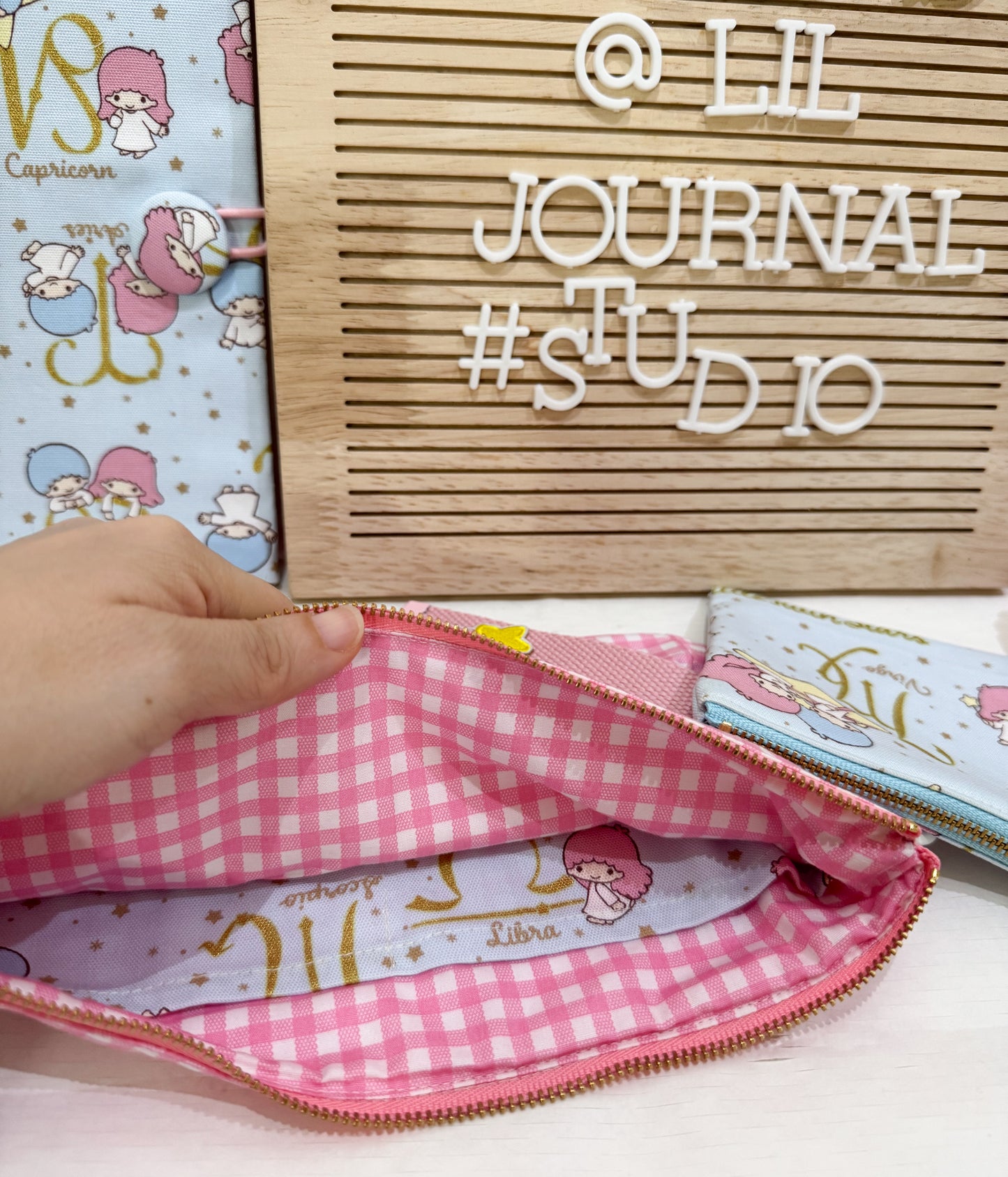 Sanrio+ Disney Gingham Patch Pouch Set