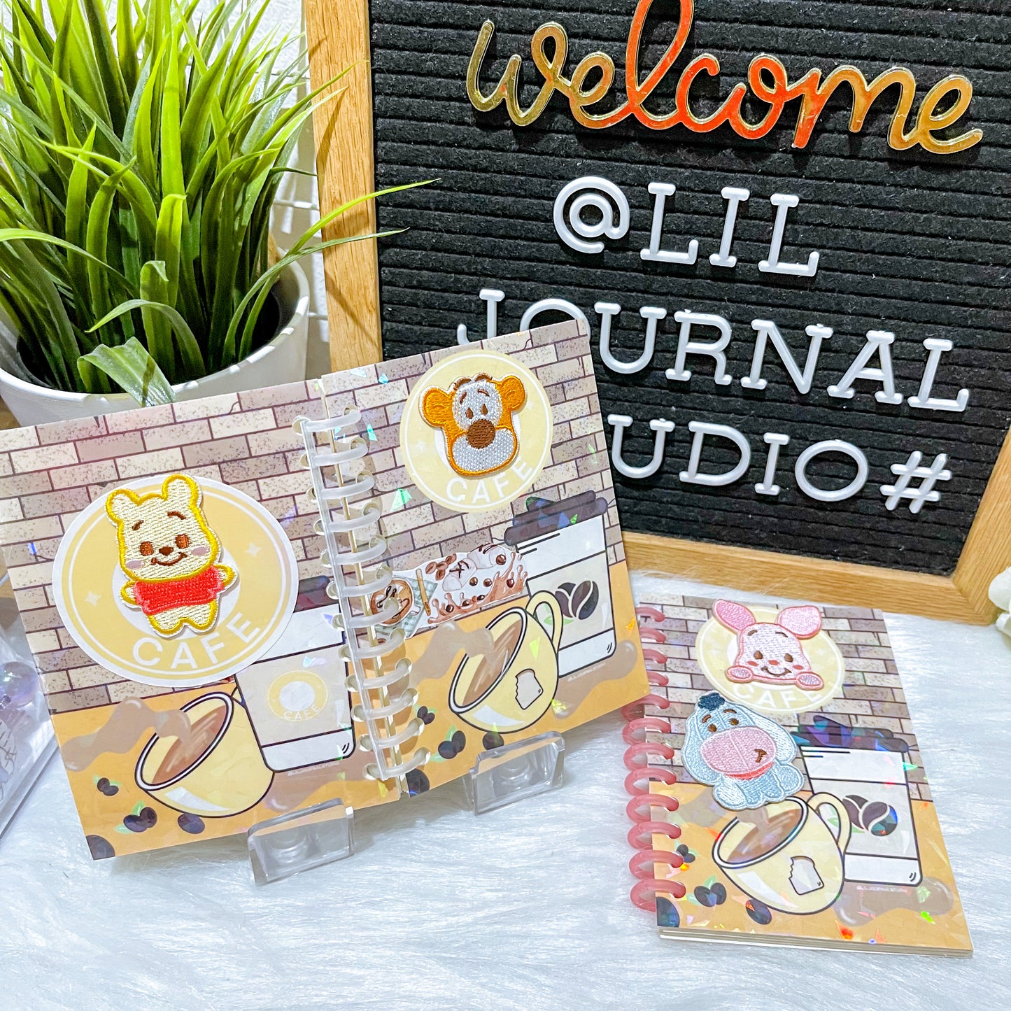 B7 Character Travel Notebook - Cafe (Nature) - Embroidery Patch Pooh