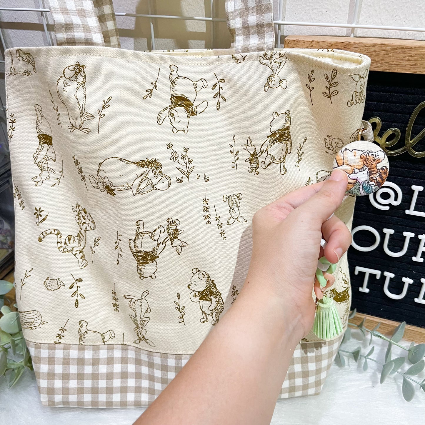 Gingham Pooh & Friends Tote