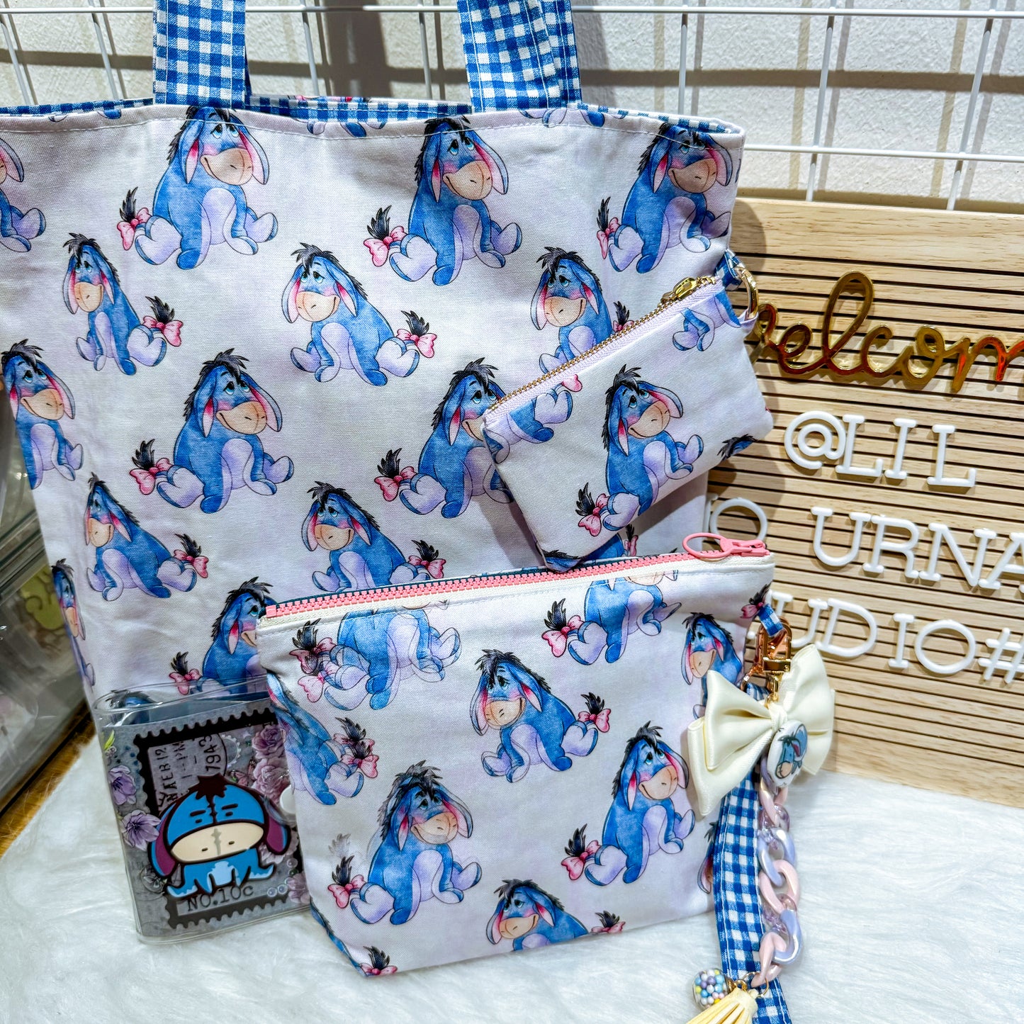 Watercolor Eeyore Blue Gingham Bundle