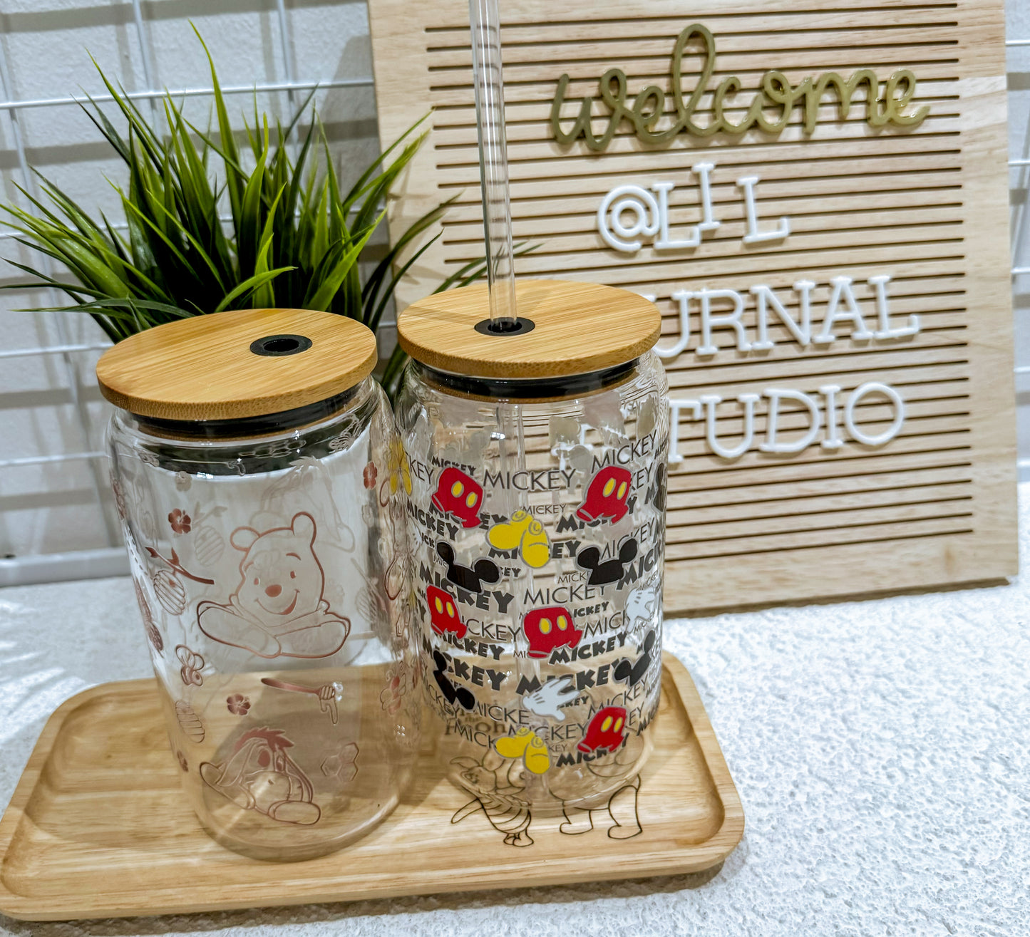 16oz Glass Straw Cup - Classic Mickey