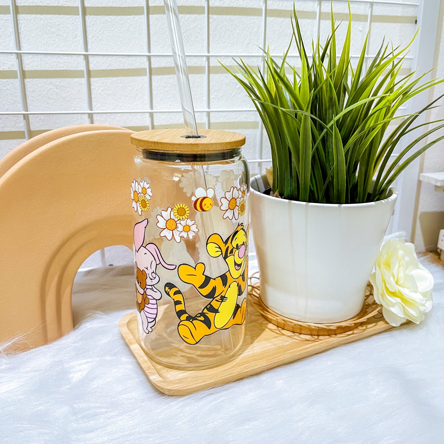 16oz Glass Straw Cup - Winnie the Pooh