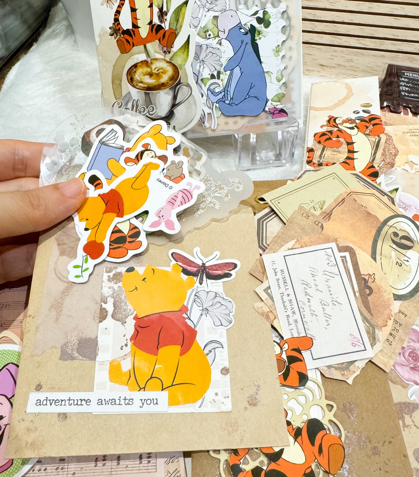 *No Frills* Coffee Pooh Ephemera Kit