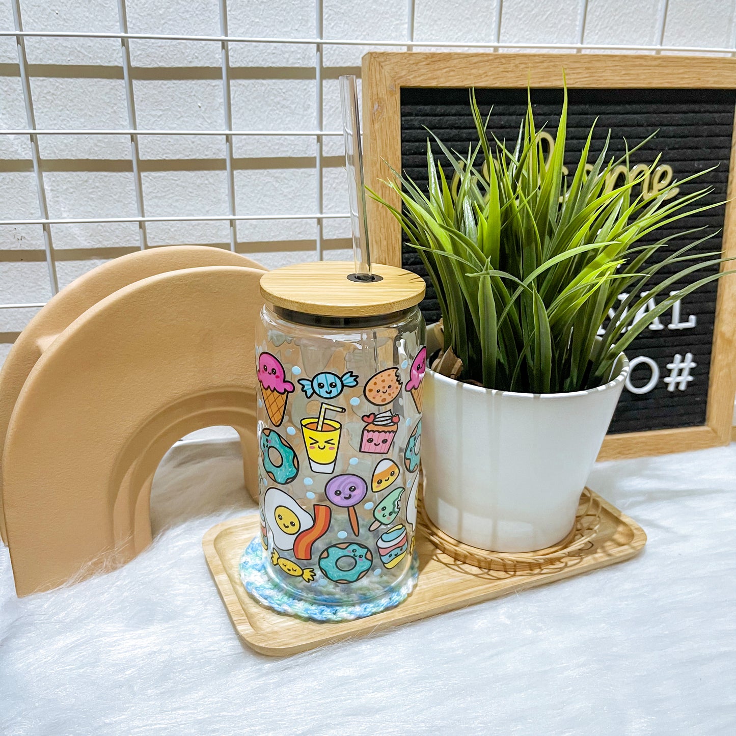 16oz Glass Straw Cup - Sweet Tooth