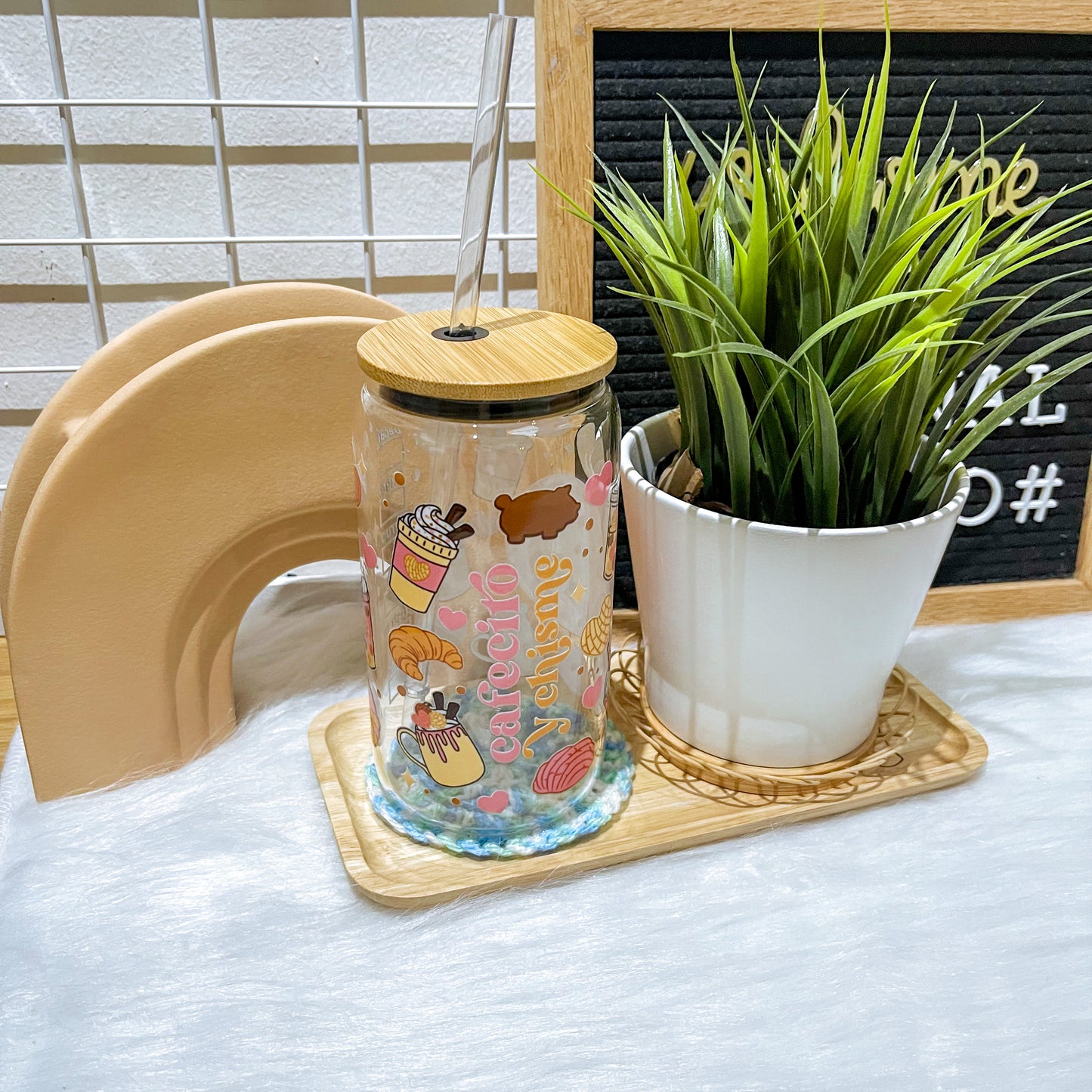 16oz Glass Straw Cup - Cafecito