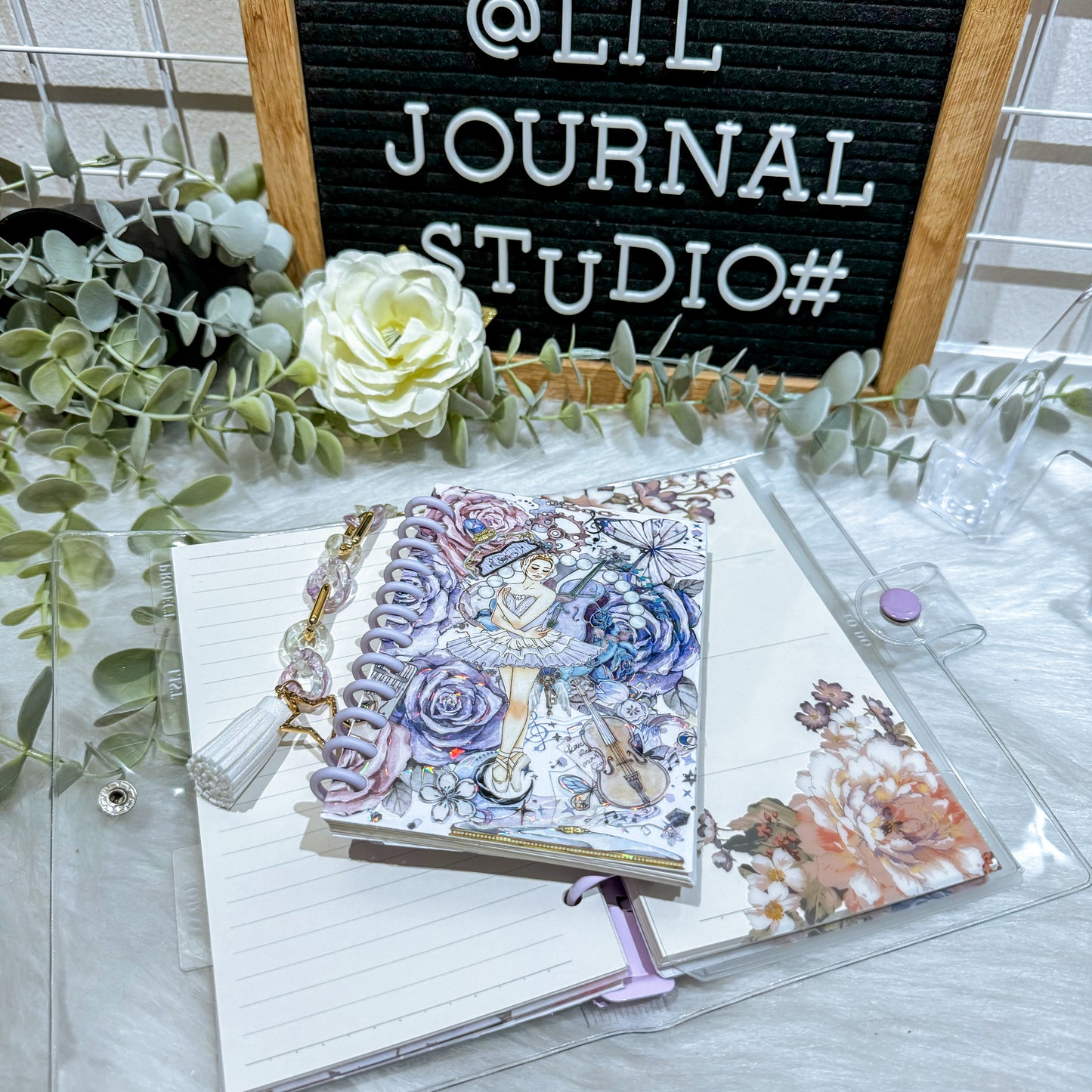 A6 Notebook + B7 Sticker Character Bundle ~ Lilac Garden Ballerina