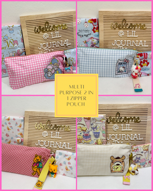 Sanrio+ Disney Gingham Patch Pouch Set