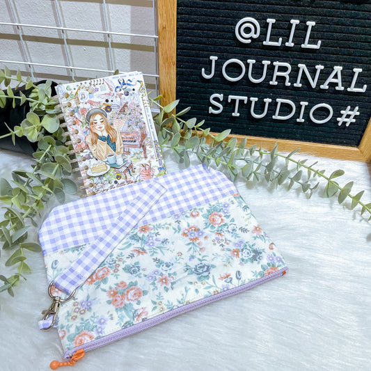 Lavender Gingham Floral Base Pouch